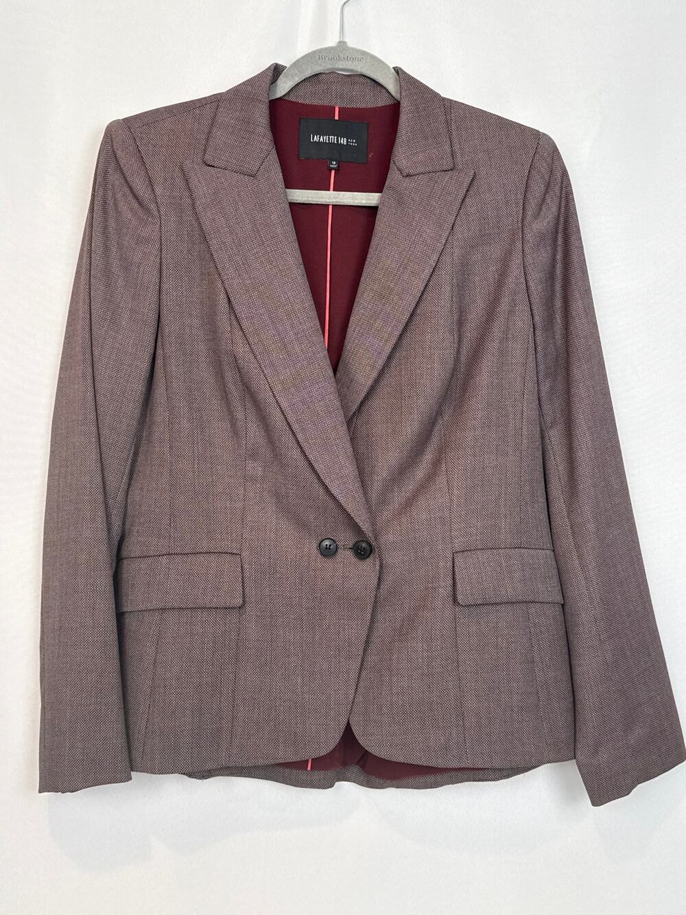 Lafayette 148 New York Tweed Wool Blazer Career Jacket Size 12